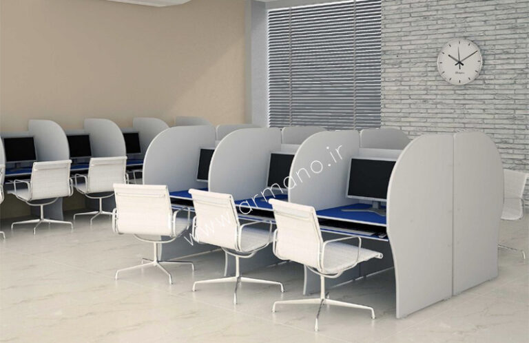 میز مرکز تماس کال سنتر دو طرفه ام دی اف 4 نفره طرح دار