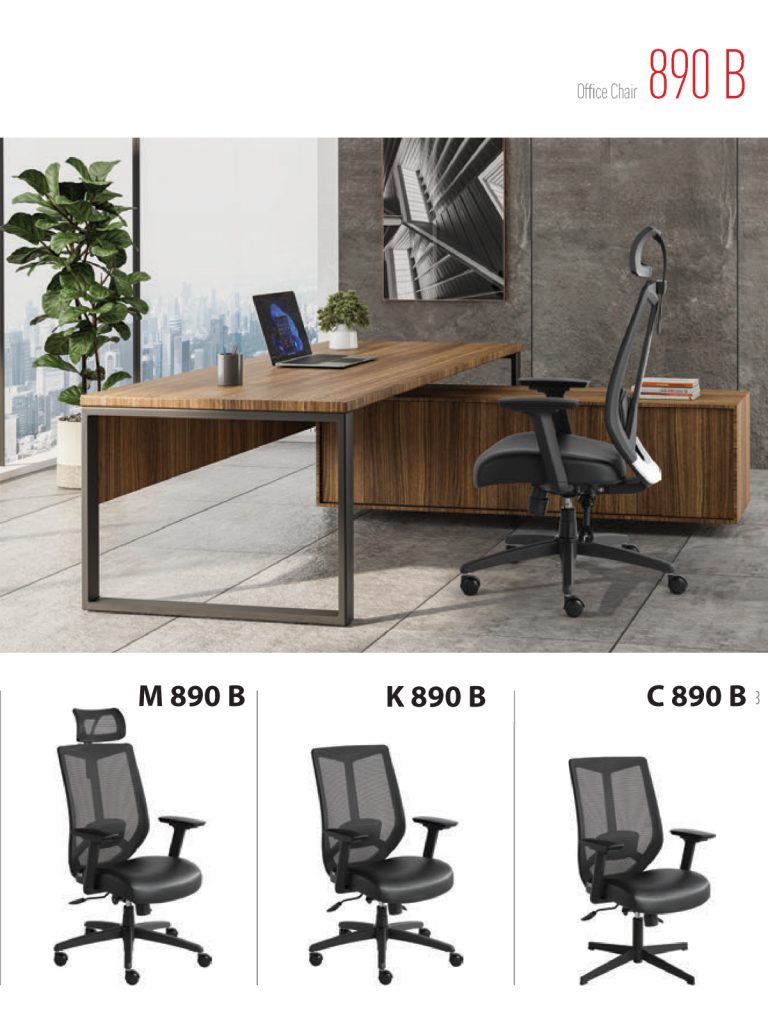 صندلی مدیریتی و کارمندی سری M890Bپایه مشکی با کفی و مش مشکی