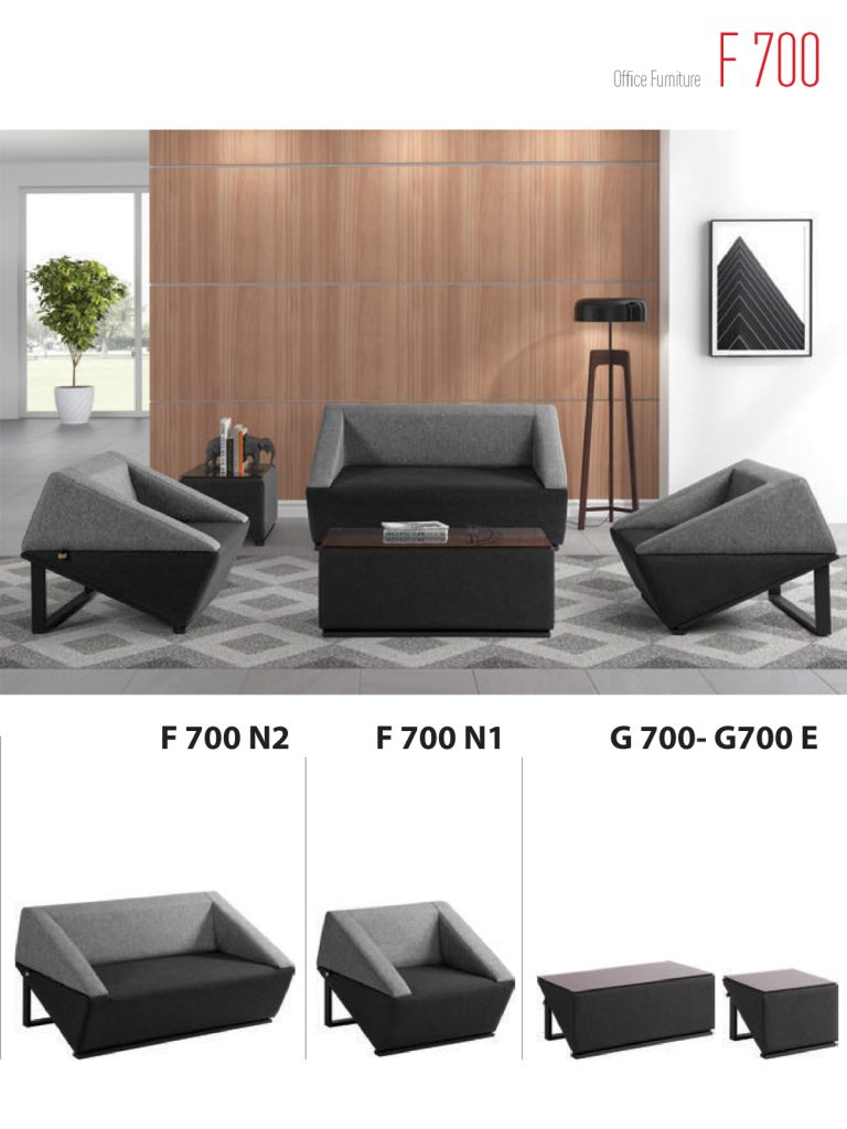 مبل اداری دو نفره و تک نفره شیک و مدرن شرکتی استارتآپ با پارچه دودی F700N2