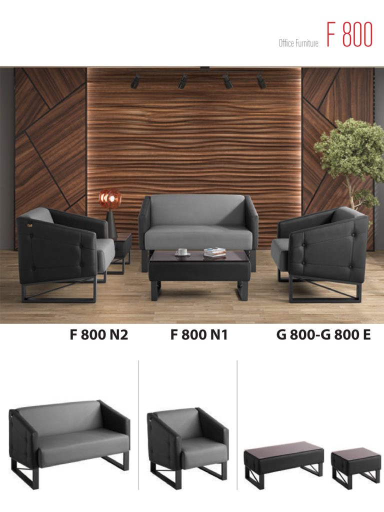 مبل اداری دو نفره و تک نفره شیک و مدرن شرکتی استارتآپ با پارچه دودی F800N2